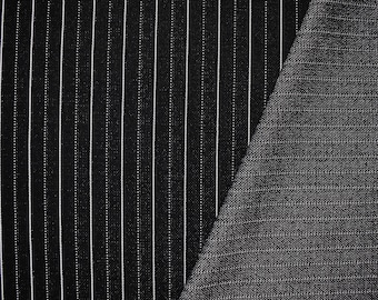 Black-White Poly Wool Spandex Stretch Stripe Double Knit Fabric