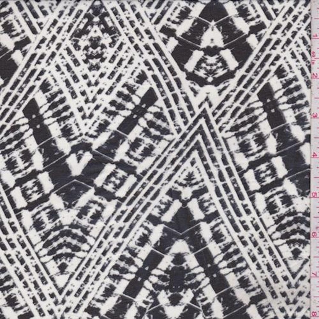 Black/pearl Zig Zag Diamond Chiffon Fabric - Etsy