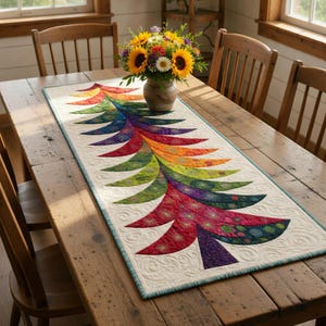 Padrão de colcha Sea Mist Star, caminho de mesa patchwork costeiro (14x34), download em PDF