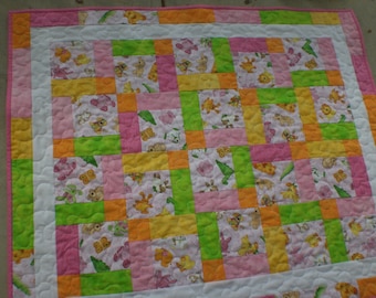 Baby quilt, baby girl quilt, pink baby quilt