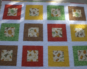 Baby quilt with zoo animals