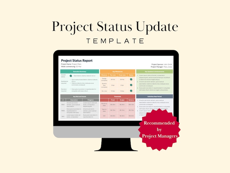Project Status Report Template PPT PM Dashboard Weekly Executive Update ...