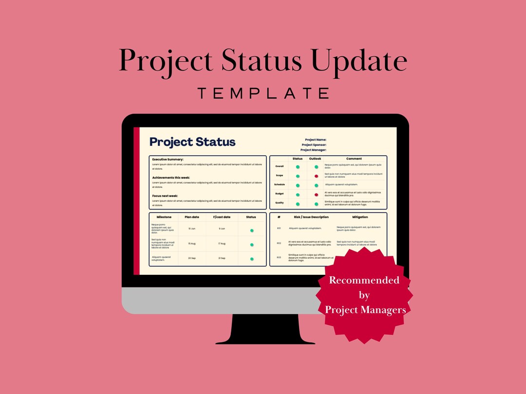 Project Status Report Template for Project Managers Weekly Status ...