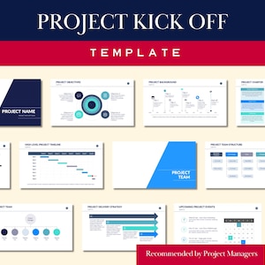 Project Kick-off Meeting PowerPoint Template Initiation Launch Planning Project Management Schedule Budget Charter Tool Digital Download PPT