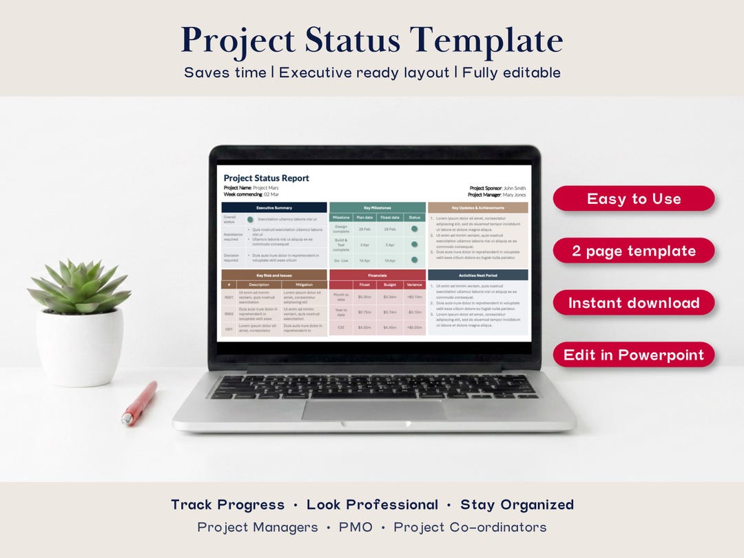 Project Status Report Template PPT PM Dashboard Weekly Executive Update ...