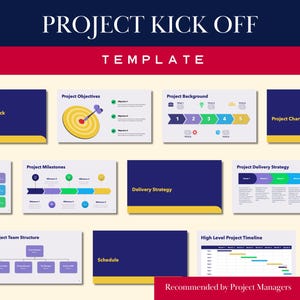 Project Kickoff Meeting PowerPoint Template Initiation Launch Planning Project Management Schedule Budget Charter Tool Digital Download PPTX