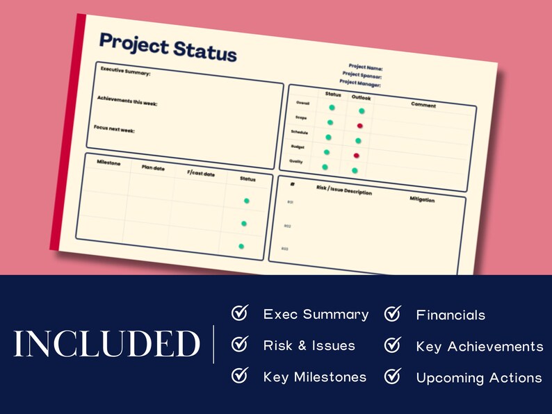 Project Status Report Template for Project Managers Weekly Status ...