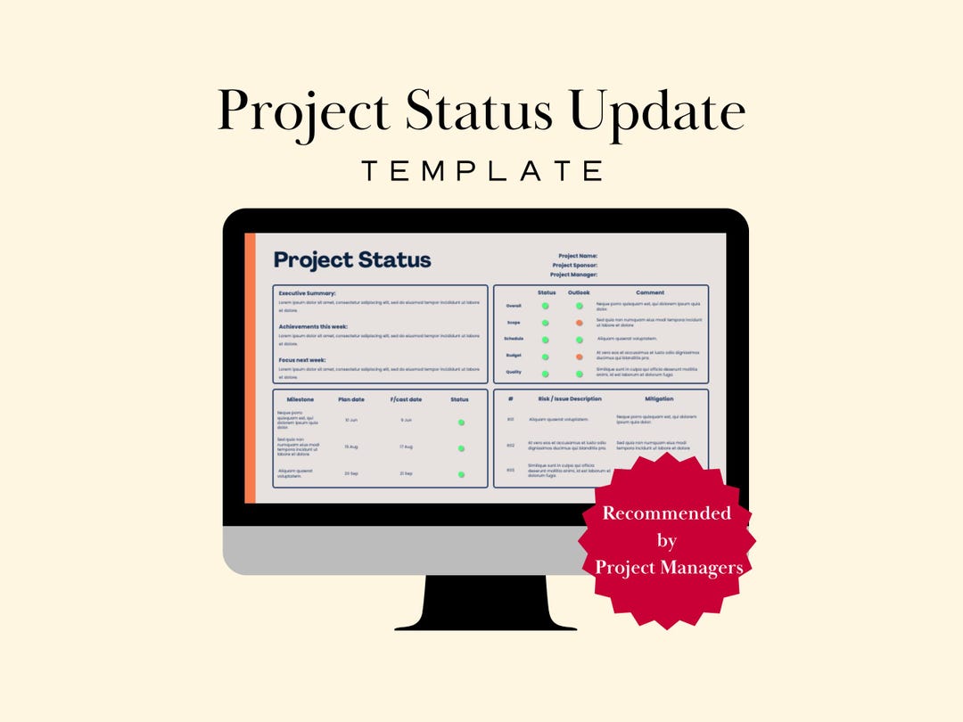 Project Status Report Template for Project Managers Weekly Status ...
