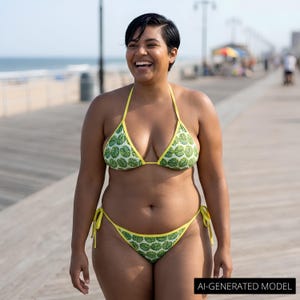 Bikini FK TRMP con stampa delicata / Stampa Monstera Verde