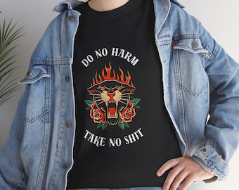 Skull Roses Panther Tee | Flame Tattoo Graphic Shirt