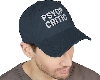 PSYOP CRITIC Embroidered Dad Hat | Distressed Baseball Cap