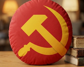 Hammer and Sickle Round Pillow | Soviet Union Communist Symbol