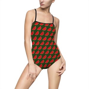 Watermelon Slice Pattern One-piece Swimsuit | Summer Fruit Print image 5