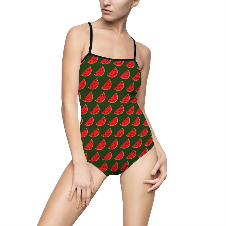 Watermelon Slice Pattern One-piece Swimsuit | Summer Fruit Print image 5