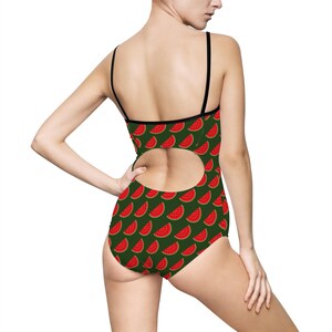 Watermelon Slice Pattern One-piece Swimsuit | Summer Fruit Print image 6