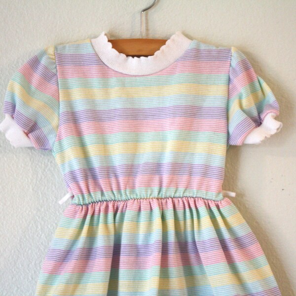 Health-tex Rainbow Striped Cotton Dress- 3T