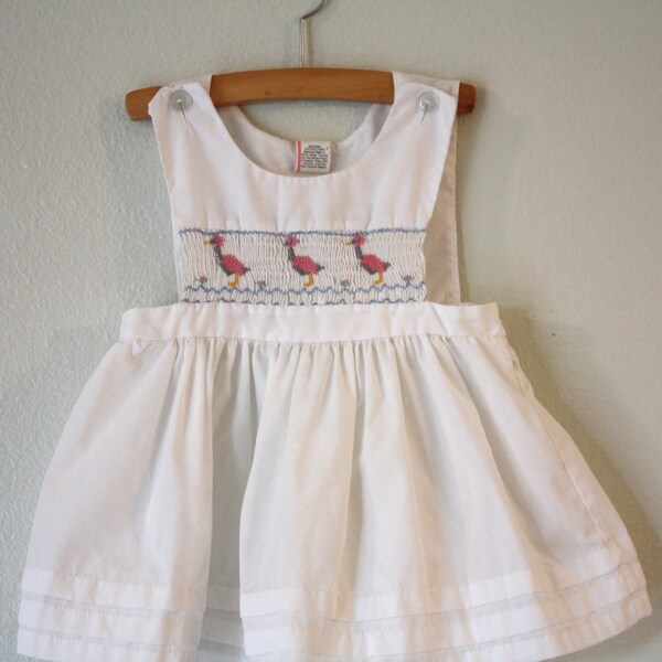 Flamingo Smocked Dress, Pinafore, Size 3-4T Toddler