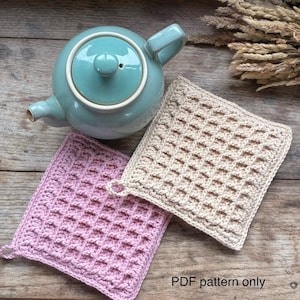 Double layered crochet waffle hot pad | PDF PATTERN | (Pot holder) | Digital file