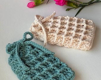 Patrón de bolsa de ganchillo para guardar jabón con punto gofre / Ecológico