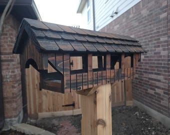 Stained Cedar Covered Bridge Bird Feeder