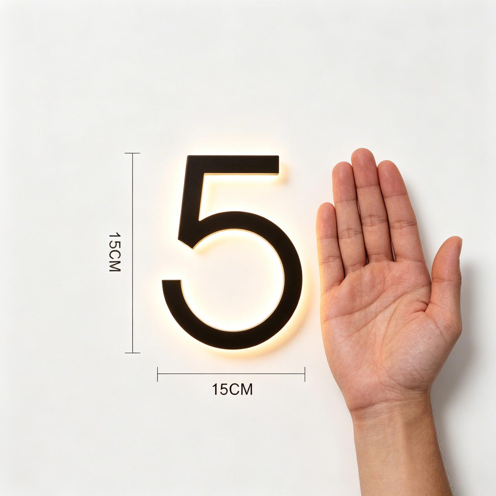 6inch Modern LED Backlit House Numbers | Illuminated Floating Address ...