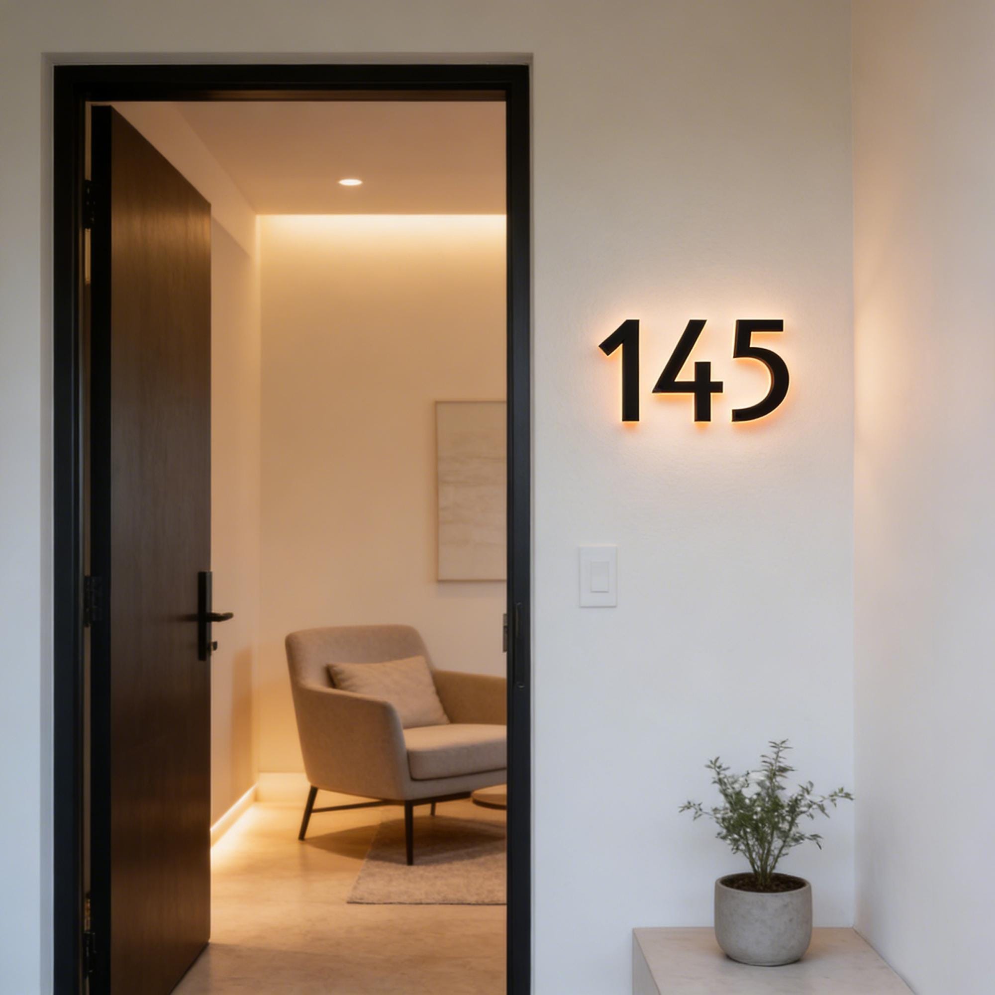 Led Backlit House Numbers Kit 6inch Modern LED Backlit House Numbers | Illuminated Floating Address ...