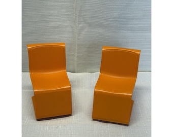 Vintage 1973 Mattel Barbie Townhouse Orange Plastic Mod Chairs 7825-0050 Lot