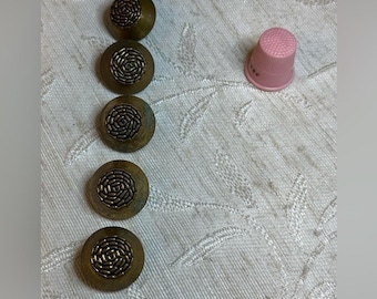 5 Vintage Brass 36L Spiral Weave Metal Buttons for Blazers & Coats 22mm