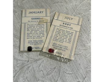 Vintage 1950 Goodman's Jewelers Lucky Birthstone Promo Card Ruby /Garnet Simu.