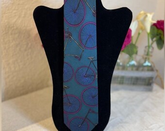 VTG Ferrell Reed 20oz Silk Tie 60" XL Bicycle Print Paul Richards Bothell Italy