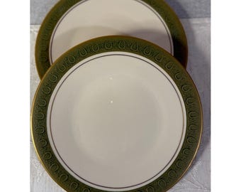 Set of 2 Vintage Franciscan Masterpiece Antique Green and Cream 8.25 Salad Plate