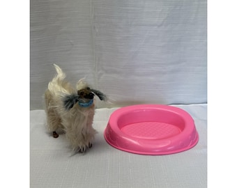 Vintage 1979 Barbie Beauty Afghan Hound Dog & Pink Plastic Pet Bed Mattel
