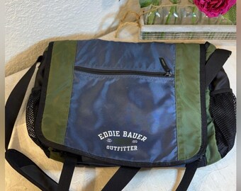 Vintage Eddie Bauer Outfitter EB-20 Messenger Bag Blue Green Black Laptop Case