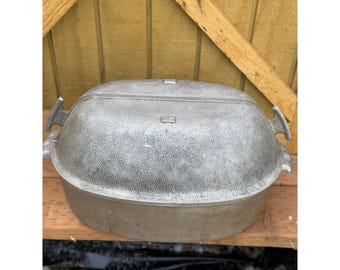 Vintage Guardian Service Large Oval Turkey Roaster XL Pan W/ Aluminum Lid Set