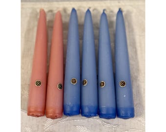 VTG PartyLite Sky Blue 6" Dinner Taper Candles Boxed Mix + Bonus Pink (42)
