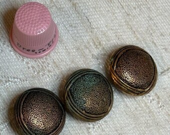 3 Vintage Brass Stippled Shank Buttons 22.7mm 36L Textured Dome Blazer Coat Set