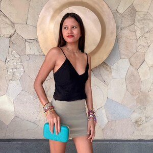 Evening clutch in green genuine python snakeskin leather