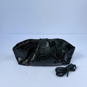 Dark Green Classic Pouch in Exotic Leather