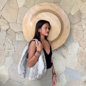 Hobo Bag in Natural Exotic Python Leather