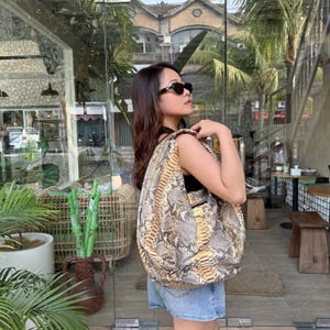 Hobo Bag in Metallic Gold and Natural Python