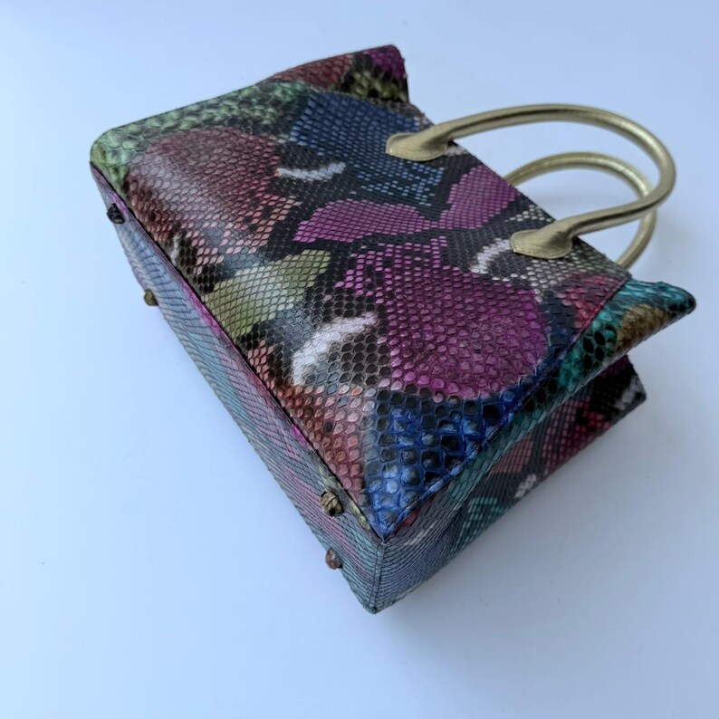 Genuine Python Tote in Rainbow Color image 8