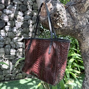 Yuliana Tote in Glossy Black Color Python only