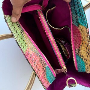Genuine Python Tote in Rainbow Color image 13