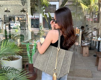 Large Tote Bag in Genuine Snakeskin