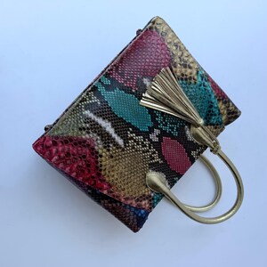 Genuine Python Tote in Rainbow Color image 9