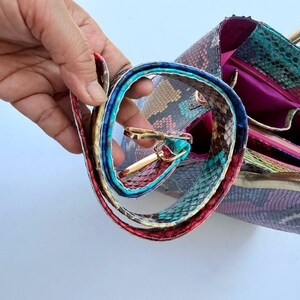 Genuine Python Tote in Rainbow Color image 11
