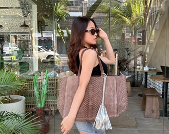 Large Tote Bag in Genuine Snakeskin