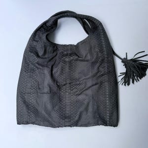Oversized Hobo-style Shoulder Bag in Exotic Python