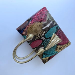 Genuine Python Tote in Rainbow Color image 14