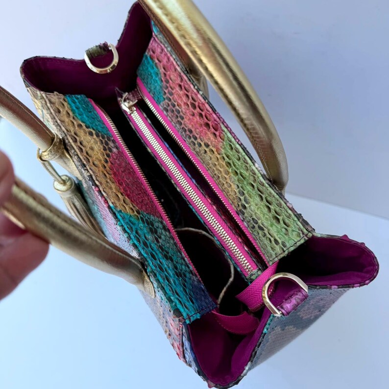 Genuine Python Tote in Rainbow Color image 10